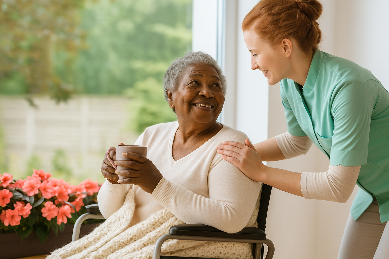 Professional caregiver assisting senior in Jenkintown, PA home
